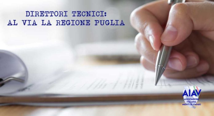DIRETTORI TECNICI: AL VIA LA REGIONE PUGLIA