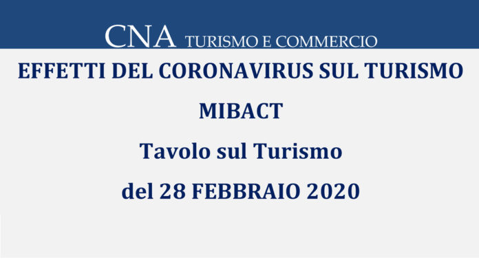 CNA TURISMO E COMMERCIO: EFFETTI DEL CORONAVIRUS SUL TURISMO